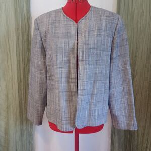 APPLESEED'S‎ PETITE Blue White Open Lined Long Sleeve Work Jacket Blazer Size 16